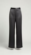 Graphite Black Silk Wide-Leg Trousers