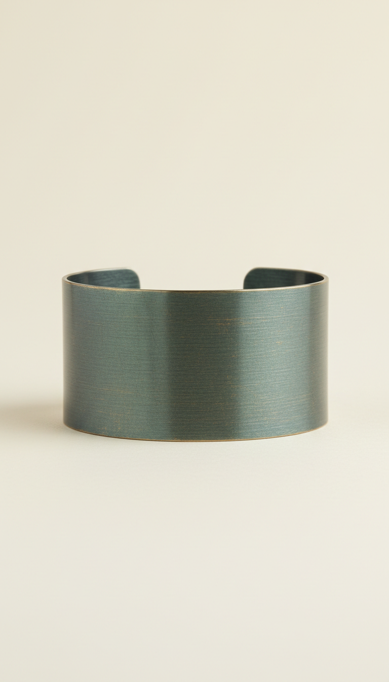 Slate Jade Brushed Metal Statement Cuff